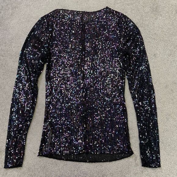 NWT Intimately Free People Womens Gold Rush Long Sleeve Sequin Top Black XS - Picture 5 of 8